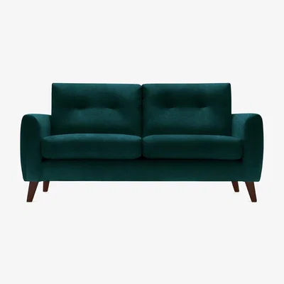 Cult Furniture 2 Seater Sofa Fabric and Leg Colour: Velvet, Teal, Leg  Walnut