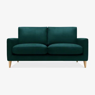 Cult Furniture 2 Seater Sofa Fabric and Leg Colour: Velvet, Teal, Leg  Natural