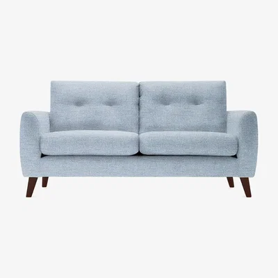 Cult Furniture 2 Seater Sofa Fabric and Leg Colour: Checkerboard Weave, Duck Egg Blue, Leg  Walnut