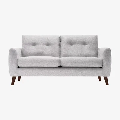 Cult Furniture 2 Seater Sofa Fabric and Leg Colour: Checkerboard Weave, Light Grey, Leg  Walnut