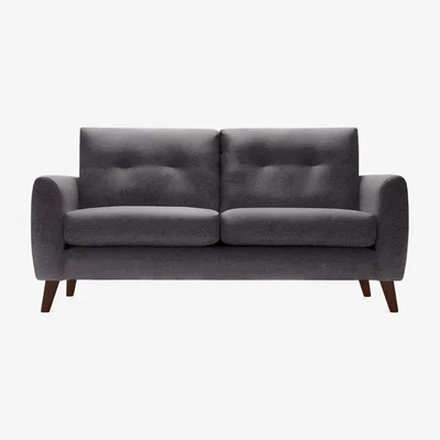 Cult Furniture 2 Seater Sofa Fabric and Leg Colour: Woven Wool, Charcoal Grey, Leg  Walnut