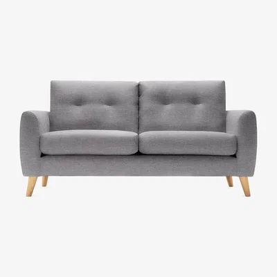 Cult Furniture 2 Seater Sofa Fabric and Leg Colour: Checkerboard Weave, Charcoal, Leg  Natural