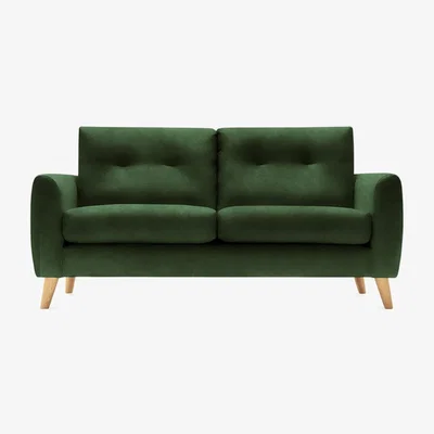 Cult Furniture 2 Seater Sofa Fabric and Leg Colour: Velvet, Forest Green, Leg  Natural