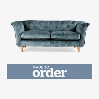 Dunelm Jaipur 2 Seater Sofa Slub Velvet Slub Velvet Steel Blue