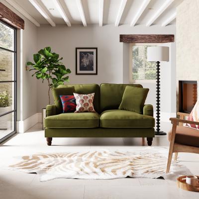 Dunelm Beatrice Matte Velvet 2 Seater Sofa Velvet Olive