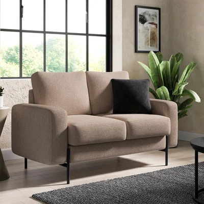 Dunelm Jude Boxy Faux Linen 2 Seater Sofa, Mole Brown Mole (Brown)