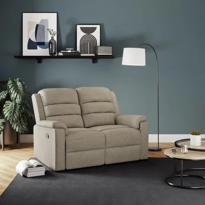 Dunelm Taylor Chunky Chenille Manual Recliner 2 Seater Sofa, Dark Natural Natural