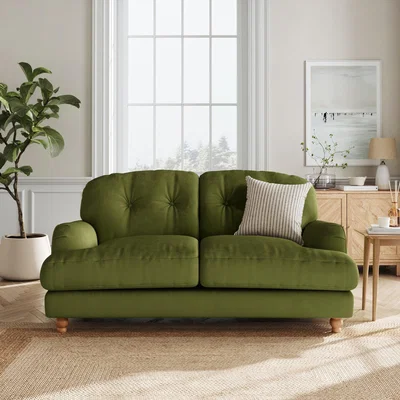 Dunelm Martha Matte Plush Velvet 2 Seater Sofa Matte Plush Velvet Olive