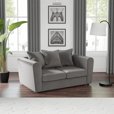 Dunelm Blake Opulent Velvet Curved Arm Quilted 2 Seater Sofa Grey