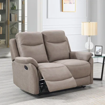 Dunelm Evan Faux Suede 2 Seater Manual Recliner Sofa Beige