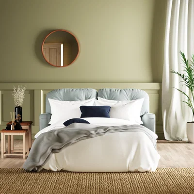 Dunelm Martha Vintage 2 Seater Sofa Bed Vintage Velvet Soft Blue