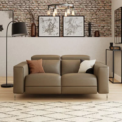 Dunelm Renzo Iva Faux Leather Electric Recliner 2 Seater Sofa Faux Leather Mocha
