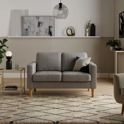 Dunelm Jacob Cord Small 2 Seater Sofa Silver