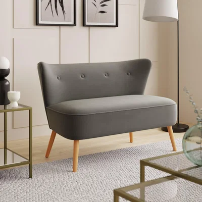 Dunelm Eliza Velvet 2 Seater Compact Sofa Steeple Grey