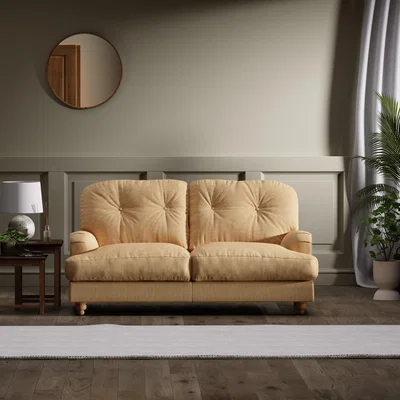 Dunelm Martha Faux Linen 2 Seater Sofa Ochre