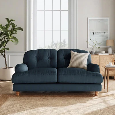 Dunelm Martha Matte Plush Velvet 2 Seater Sofa Matte Plush Velvet Navy