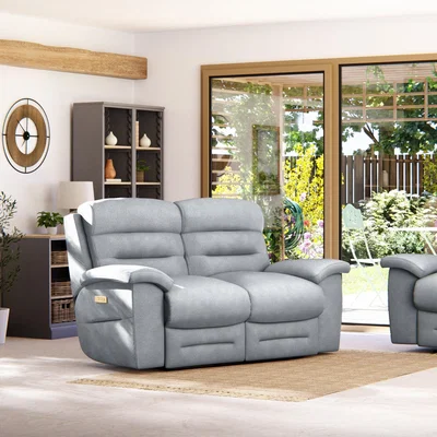 Dunelm Lulworth 2 Seater Power Recliner Sofa Chenille Sky