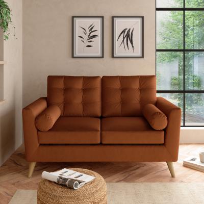 Dunelm Lewes Luxury Velvet 2 Seater Sofa Luxury Velvet Orange Umber