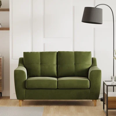 Dunelm Baxter Plush Velvet 2 Seater Sofa Olive