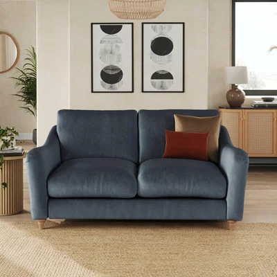 Dunelm Hattie Matte Plush Velvet 2 Seater Sofa Matte Plush Velvet Denim