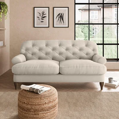 Dunelm Canterbury Luxury Velvet 2 Seater Sofa Luxury Velvet Natural