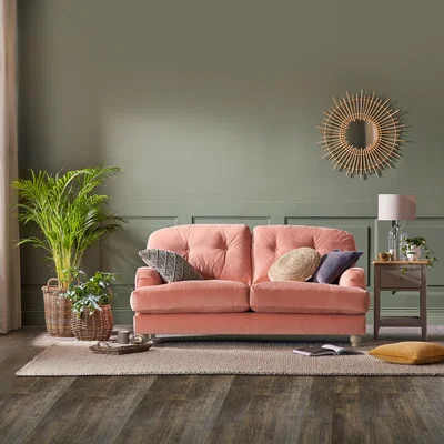 Dunelm Martha Vintage Velvet 2 Seater Sofa Coral