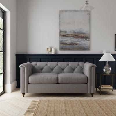 Dunelm Chesterfield Soft Texture 2 Seater Sofa Soft Texture Grey