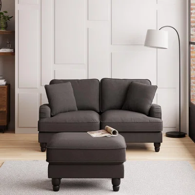 Dunelm Beatrice Fabric 2 Seater Sofa Charcoal