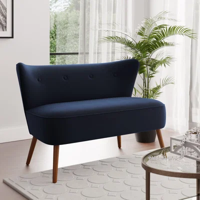 Dunelm Eliza Velvet 2 Seater Compact Sofa Luxe Navy