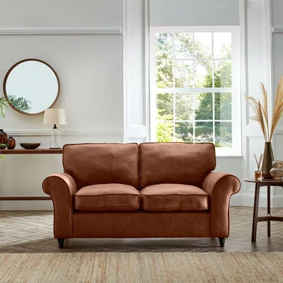Dunelm Rosa Faux Leather 2 Seater Sofa Soft Faux Leather Chocolate