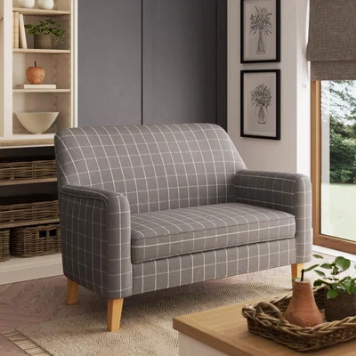 Dunelm Cooper Window Pane Check 2 Seater Sofa Grey