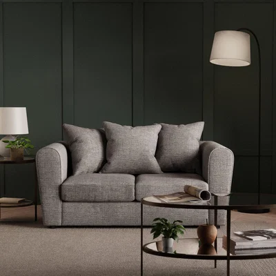 Dunelm Blake Curved Arm Chunky Chenille 2 Seater Sofa Chunky Chenille Silver