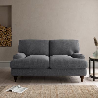 Dunelm Darwin 2 Seater Sofa Slub Cotton Blend Black