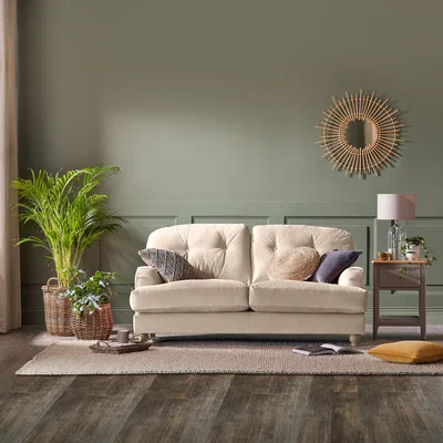 Dunelm Martha Vintage Velvet 2 Seater Sofa Warm Sand