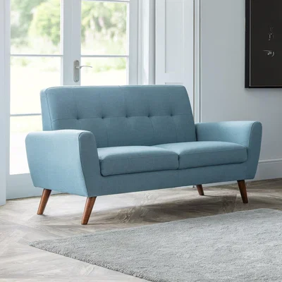 Dunelm Monza Linen Compact 2 Seater Sofa Blue