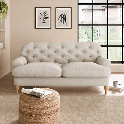 Dunelm Canterbury Slub Cotton Blend 2 Seater Sofa Slub Cotton Sandstone