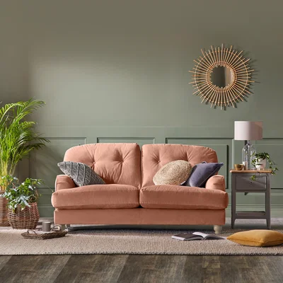 Dunelm Martha Vintage Velvet 2 Seater Sofa Vintage Velvet Apricot
