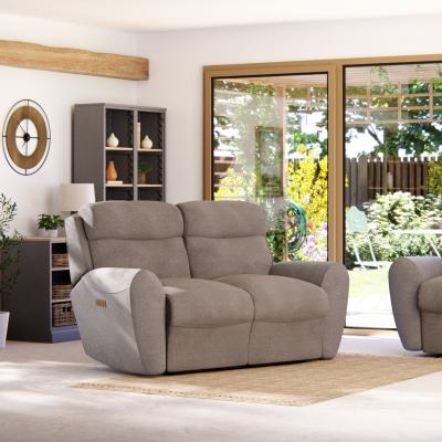 Dunelm Wareham 2 Seater Power Recliner Sofa Honeycomb Chenille Linen