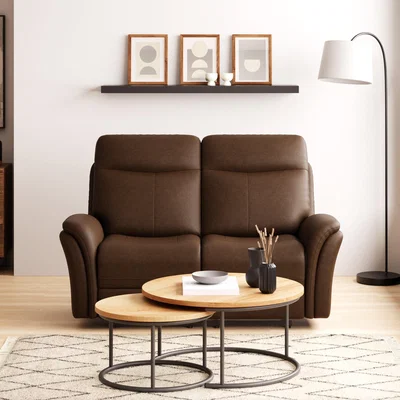 Dunelm Monte Faux Suede Reclining 2 Seater Sofa Pinecone