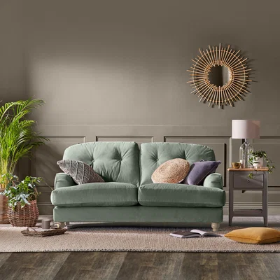 Dunelm Martha Vintage Velvet 2 Seater Sofa Green