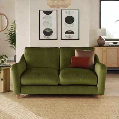 Dunelm Hattie Matte Plush Velvet 2 Seater Sofa Matte Plush Velvet Olive