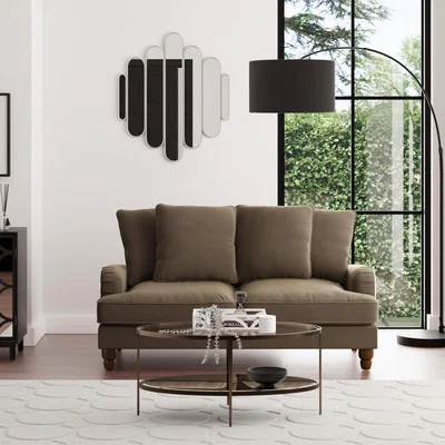 Dunelm Beatrice Velvet Scatter Back 2 Seater Sofa Taupe