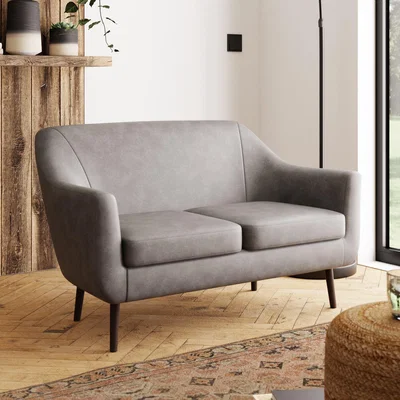Dunelm Eddie Distressed Faux Leather 2 Seater Compact Tub Sofa Grey