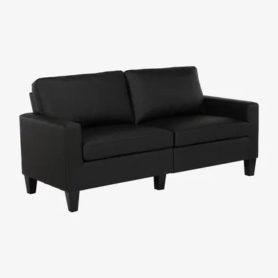 Dunelm Rylie Faux Leather Sofa Black Black