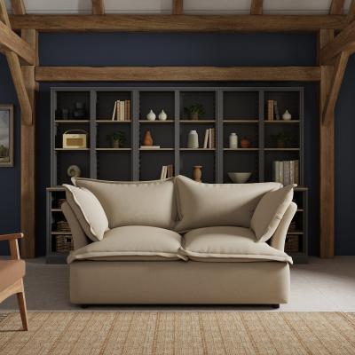 Dunelm Skye Slub Faux Linen 2 Seater Sofa Brown