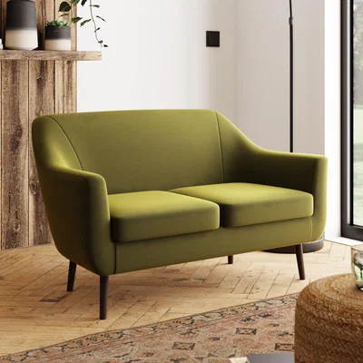 Dunelm Eddie Velvet 2 Seater Compact Tub Sofa Olive (Green)