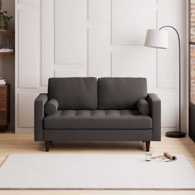 Dunelm Zoe Flat Weave 2 Seater Sofa Charcoal