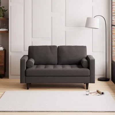 Dunelm Zoe Flat Weave 2 Seater Sofa Charcoal