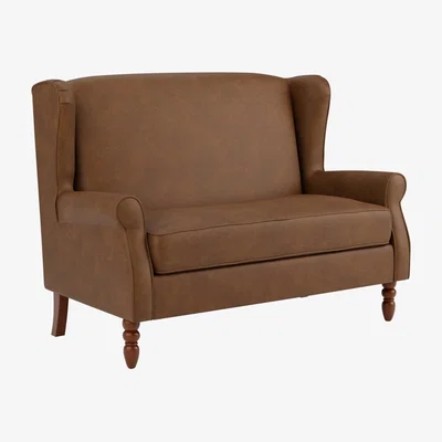 Dunelm Oswald Mocha Faux Leather Compact 2 Seater Sofa Mocha