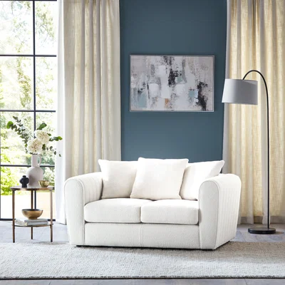 Dunelm Blake Cosy Sherpa Quilted Arm 2 Seater Sofa Ivory Cream
